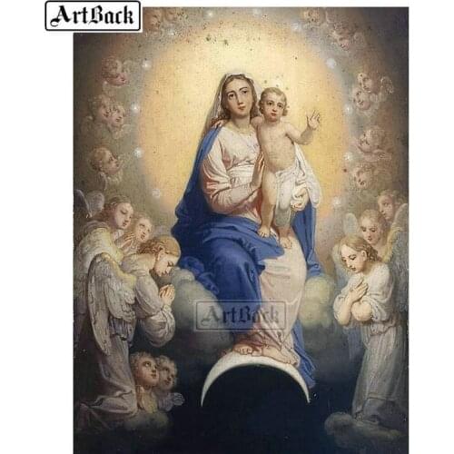 Full square drill 5d diamond painting Madonna with saint diamond embroidery religious 3d rhinestone mosaic home decor gift