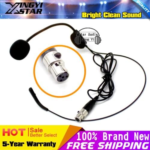 Mini XLR 4 Pins TA4F Plug Headworn Condenser Microphone Headset Mic Mike For SHURE Wireless Karaoke System Bodypack Transmitter