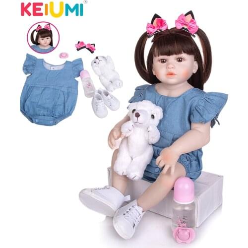 KEIUMI 23 Inch New Style Princess Reborn Baby Dolls Lifelike Full Silicone Body Reborn Bebe Toys For Children Birthday Surprise