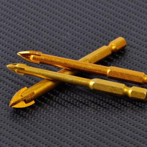 LETAOSK High Quality 6 8 10mm Gold Titanium 3x Hex Spear Head Point Drill Bit Ceramic Tile Glass Porcelain Marble