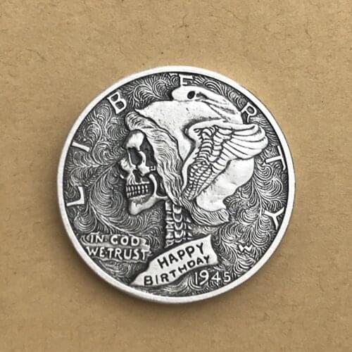 US UNITED STATES LIBERTY HOBO 1945 WINGS METAL BADGE Birthday-Gift COIN