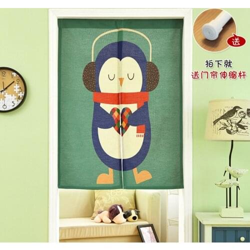 Hale Cats Cute goldfish Door Curtain Linen Tapestry Children Study Bedroom Home Decor Bedroom Kitchen Curtain Penguin Parrot