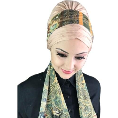 New Fashion 2021 Hijab Turban Lady Hat Seasonal Scarf Hijab Foulard Single Size Powder Color Scarf Bone