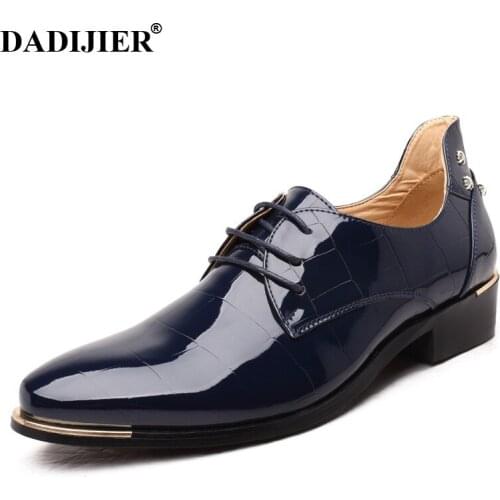 DADIJIER 2018 New Men Flat Shoes Hot Fashion Party Leather Shoes Wedding Breathable PU Leather Casual Dress Shoes For Men JH99