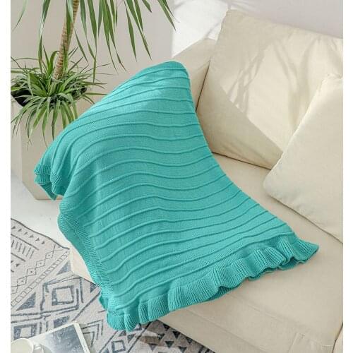 Nordic Flounce Thread Throw Blanket Hotel Air-conditioned Lunch Break Sofa Blankets Solid Color Suitable for Children and Adults