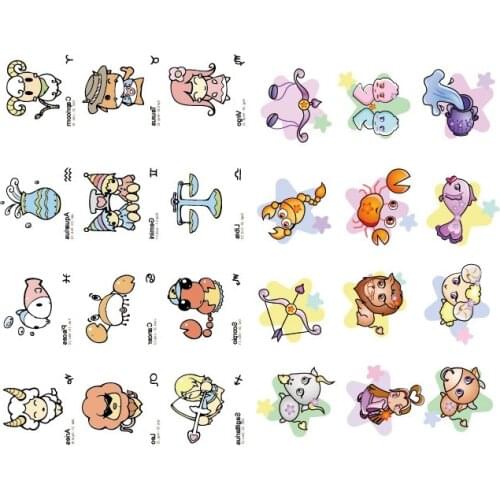 Wholesale New Removable Waterproof Temporary Tattoo SC Serial The Zodiac Cartoon Arm Body Leg Shoulder Onetime Tatuajes 1000pcs