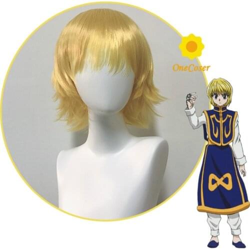 Anime Hunter x Hunter Kurapika Cosplay Short Blonde Wig Action Figure Heat-resistant Fiber Hair + Wig Cap Halloween Party