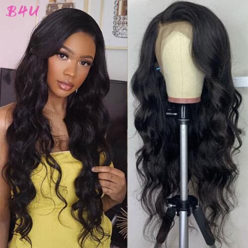B4U Lace Front Wig Body Wave 13x4 Lace Frontal Wig Indian Transparent Lace Human Hair Wigs Pre Plucked 4x4 Lace Closure Wigs