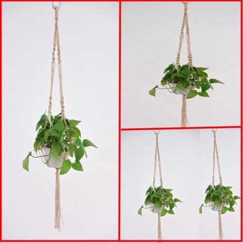Hemp rope diy hanging basket net flower basket wall hanging flower pot hand-knitted hanging net bag flower net bag braided rope