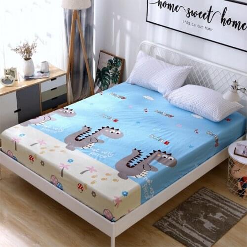 Dinosaur Cute Bear Doraemon Fitted Bedsheet with Elastic Bed 1.2m 1.5m 1.8m Cotton Mattress Cover for Baby Boys Girls Gift