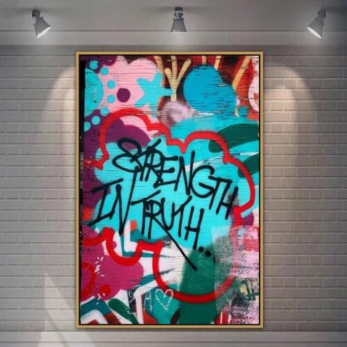 Strength Urban Street Art Graffiti Wall Art Poster Wall Photo Pictures Wall Art Living Room Wall Decor Painting Canvas Print