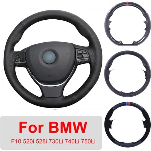 Hand Sewing Customized Car Steering Wheel Cover For BMW F10 2014 520i 528i 2013 2014 730Li 740Li 750Li Leather Protective Wrap