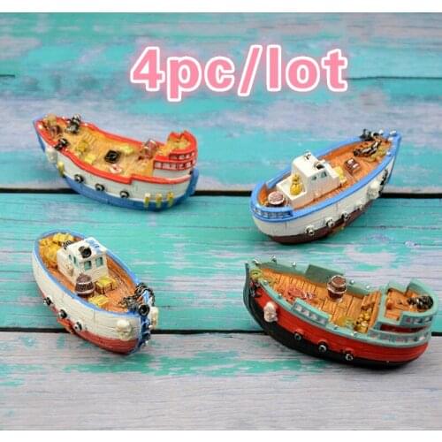 Fishbowl Scenery Decoration Resin Pirate Boat Fishing Vessel Aquarium Scenery Marine Landscape