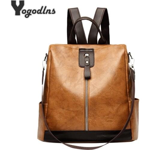 Fashion Anti-theft Women Backpacks Famous Brand High Quality PU Leather Travel Backpack Ladies Large Capacity Shoulder Handbags