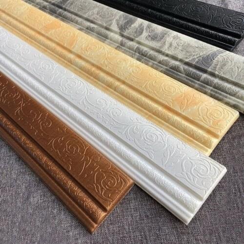 Self Adhesive 3d Foam Wall Stickers Waterproof Baseboard Corner Waist Line Wallpaper Border Living Room Home Decorations