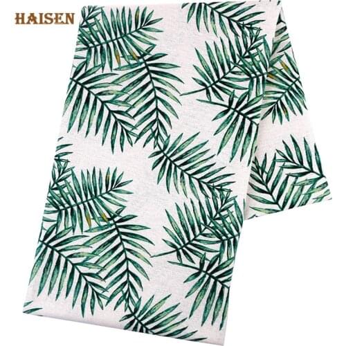 Printed Green Leaves Series,Cotton Linen Plain Fabric For DIY Quilting &Sewing Sofa,Table Clothes,Curtain,Bag,Cushion Material
