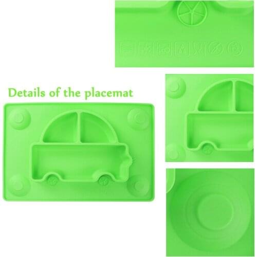 Silicone Cartoon Animal Baby Split Plate Suction cute car Childrens Plate Bowl Dish Mat Baby Feeding Learning Eating Tableware