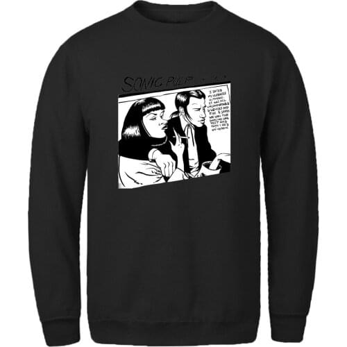 Pulp Fiction Cartoon Sweatshirt Mens Hip Hop Casual Hoodie Vintage Leisure Hipster Pullovers 2021 New Retro Supoleron Hombre