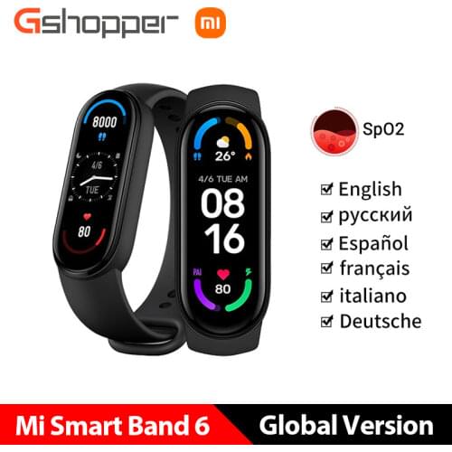 Xiaomi Mi Band 6 Global Version optional Bracelet Color AMOLED Blood Oxygen Smart band Fitness Traker Heart Rate Bluetooth