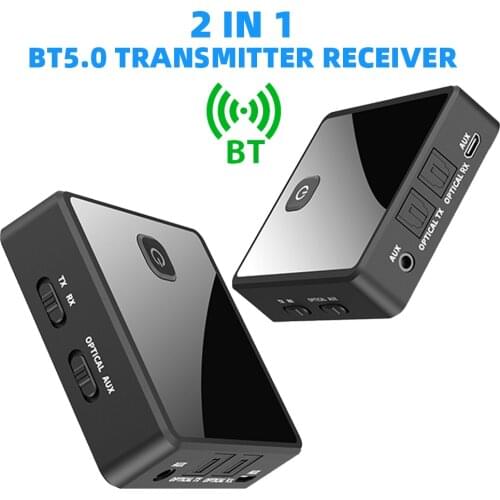 ZF-380 2 in 1 Bluetooth 5.0 Transmitter Receiver TV Speaker 3.5mm AUX Optical Adapter Audio Music Wireless Transmitter Receiver