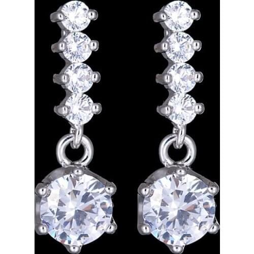 Long Earrings For Women 2021 Trends Korean Style Copper Alloy AAA Zircon S925 Silver Needle Unusual Earrings White Jewelry