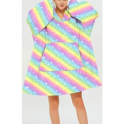 Winter Warm Pocket Lazy Blanket Adult Bathrobe Sofa Comfortable Hooded Blanket pullover Sweatshirt Plush Coral Fleece Blanket