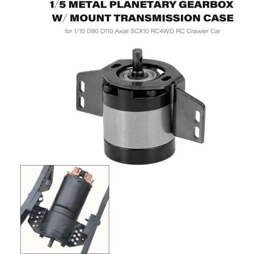 1/5 Metal Planetary Gearbox with Mount Transmission Case for 1/10 D90 D110 Axial SCX10 RC4WD RC Off-Road Crawler Car