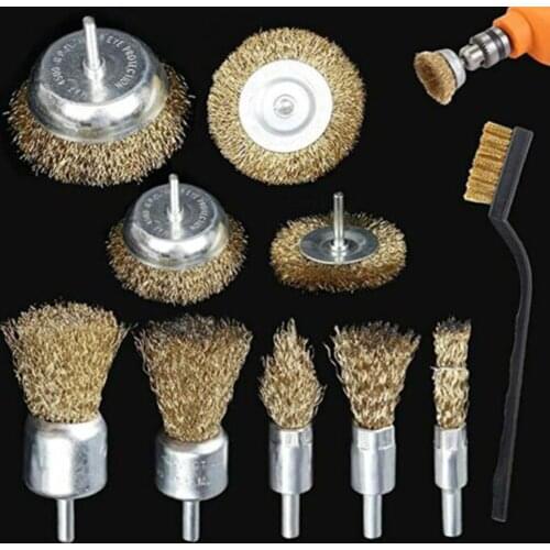 10pcs Brass Wire Brush Disc Brush Cup Brushes Round Brush For Drill And Cordless Screwdrivers