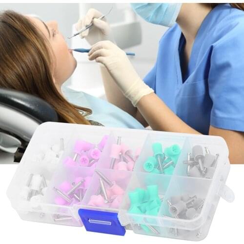 100 Pcs Rubber Steel Dental Care Econtamination Polishing Cup Mixed Color Polisher With Storage Box For Contra-angle Handpiece