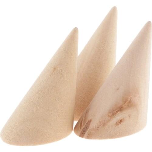 15pack Finger Cone Shape Display Jewelry Holder Organizer Wood Showcase