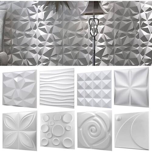 30x30cm Decorative 3D Wall Panel Diamond Design Matt White Wallpaper Mural Tile-Panel-Mold 3D wall stickers Bathroom wall paper