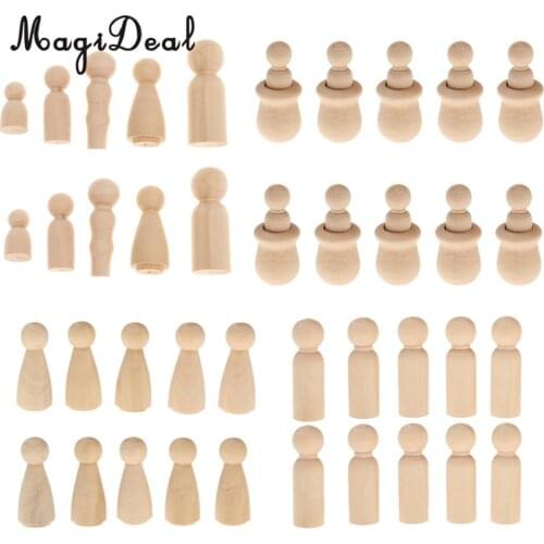 40 Pieces Blank Wooden People Peg Dolls Figures Family Bride Groom Child Nesting Set Wedding Cake Toppers DIY Craft Toys