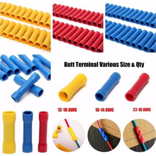50/25pcs Insulated Crimp Terminals Electrical Wire Cable Butt Connectors Crimping Terminal BV1.25 BV2.5 BV5.5