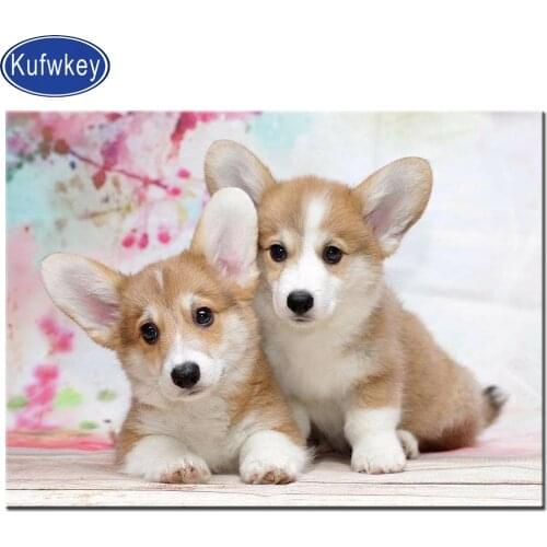 5d diy diamond mosaic welsh corgi dog diamond painting full square set diamond embroidery 3d handmade cute Mini pet 3d picture