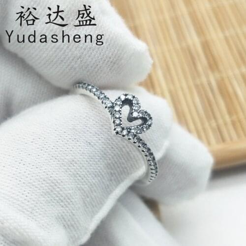 925 Sterling Silver 2021 Valentines Day Gift Jewelry Sparkling Wishbone Heart Ring