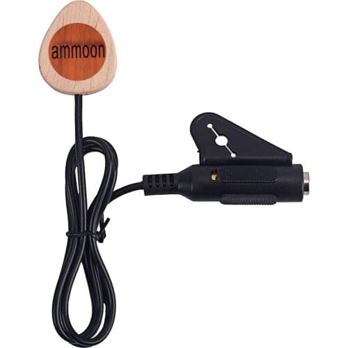 Ammoon Heart-shaped Guitar Pickup Spruce Wood Piezo Contact Microphone Pickup 6.35mm Port for Guitar Ukulele Violin Banjo