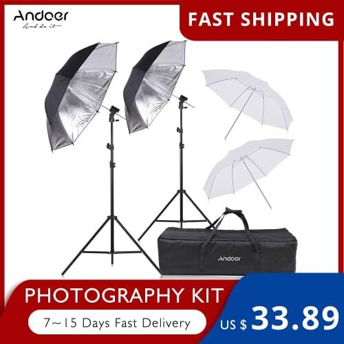 Andoer Off Camera Double Speedlight Flash Shoe Mount Swivel Soft Umbrella Kit for Canon Nikon YONGNUO Neewer Hot Shoe Flash
