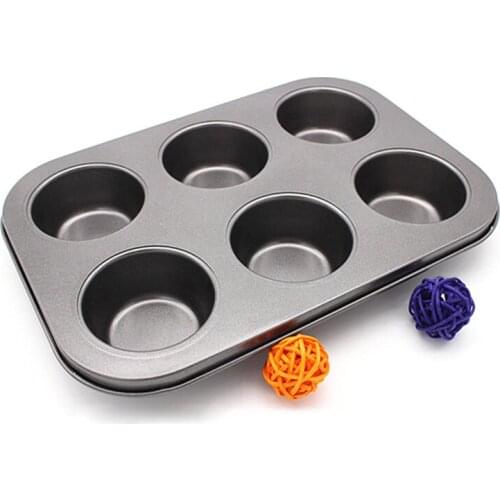 6 Holes Nonstick Baking Pan Carbon Steel Muffin Cup Pan Mold Biscuit Baking Sheet Muffin Tray Diy Cupcake Pan Baking Supplies