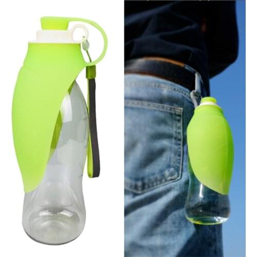 580ml Portable Pet Dog Water Bottle Soft Silicone Leaf Design Travel Dog Bowl For Puppy Cat Drinking Outdoor Pet Water Dispenser