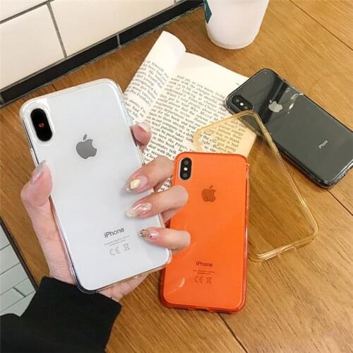 Sweet Candy Color Red Yellow Crystal Clear Phone Case for iPhone XS Max Case X XR 6 6s 7 Plus 8 11 Pro Case for 12 mini 12ProMax