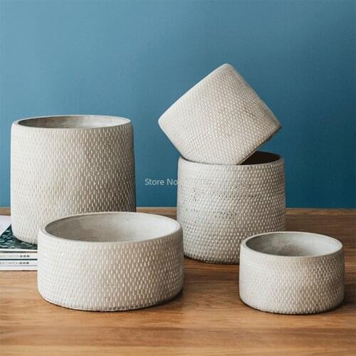 Nordic Retro Cylindrical Cement Flower Pot Creative Green Plant Flower Pot Living Room Balcony Gardening Home Decoration Supplie