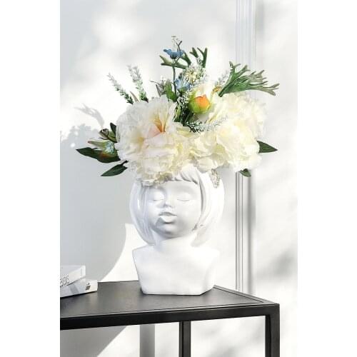 Funvision Original Manufacturer Nordic White Retro Flower Pot Decoration Household Flower Arrangement Resin Creative HOME DECOR