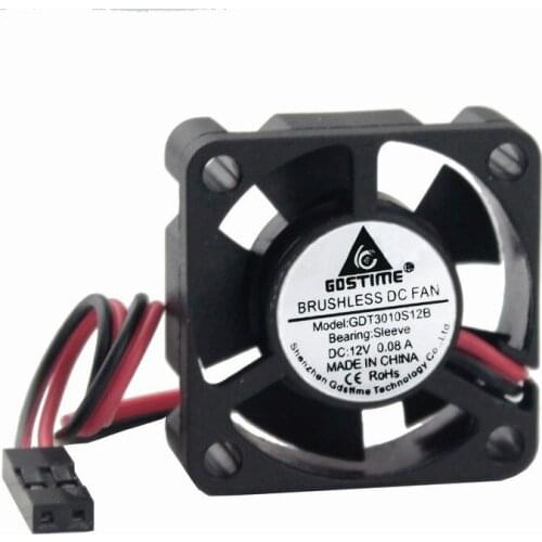 Gdstime 2 pcs 3010 DC 12V 30x30x10mm Brushless Cooling Fan 30mm x 10mm Mini Radiator
