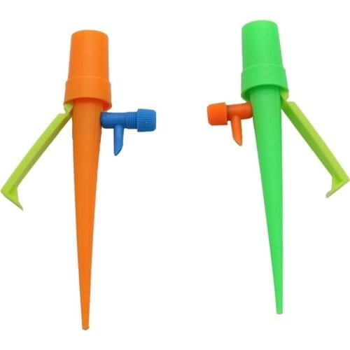 2 Pcs Adjustable Automatic Spiked Drip Watering Device with Support Bracket Garden Irrigation Plant Self-Watering Dripper