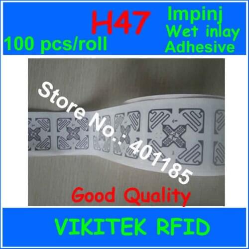 Adhesive wet ture 3D inlay Impinj H47 sticker UHF RFID 100pcs 860-960MHZ Monza4 915M EPC C1G2 ISO18000-6C can be use rfid tag