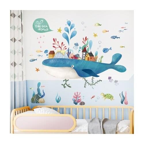 Whale PVC Wall Sticker DIY Self Adhesive Wall Paper for a Bathroom Boy Girl Kids Rooms Aesthetic Wallstickers Decoration Poster