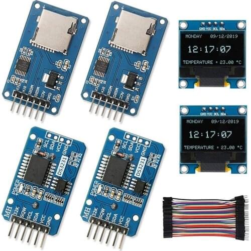 Real Time Clock Kit, DS3231 AT24C32 IIC RTC Clock Module + Mini SD Mini TF Card Adapter Reader Driver