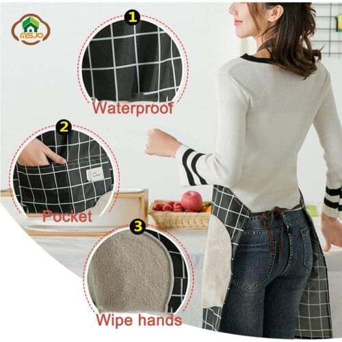 MSJO Women Apron For Kitchen Cook Nylon Waterproof Aprons for Couples Man Adult Barista Gardener Sleeve Suit Wipe Hand Apron Kit