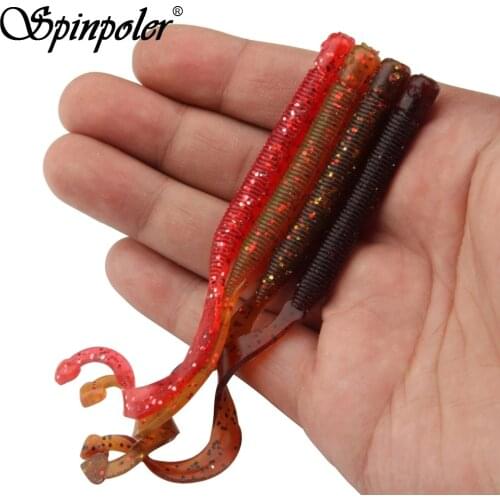 Spinpoler 10 Pcs/Lot Soft Worm Silicone Bait 12cm 3.1g Carp Winter Fishing Artificial Baits Swimbaits Carp Bass Tackle