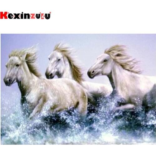 Kexinzu 5d Full DIY Square Round Diamond Painting Cross Stitch Kit Animal Horse 3d Embroidery Mosaic Resin Home Decor Gift X107